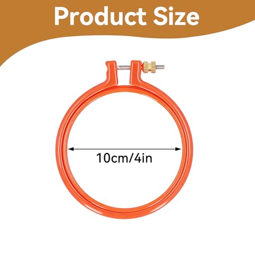 Image of Plastic Embroidery Hoop Ring, 3PCS 4in Round Embroidery Frame Hoop Sets Household Small Embroidery Hoops Cross Stitch with Sdjustable Tension Screw for Beginners and Crafters