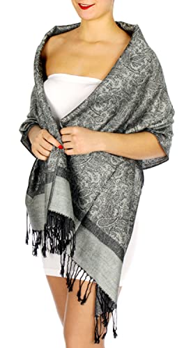 SERENITA Pashmina Shawls. Pashmina Scarfs. Large reversible wraps - Soft paisley Pashminas