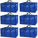 Heavy Duty Moving Boxes or Storage Bags – Storage Bins with Lids, Large Moving Bags with Backpack Straps & Handles – Moving Supplies for College Dorm or Christmas Decorations, 6 Pack