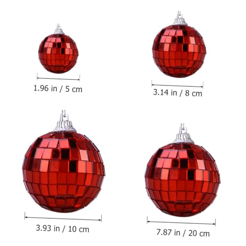 1 unidad de bola espejada roja reflectante para decoración de fiestas, bodas y festivales, ideal para discotecas y eventos miniatura 5
