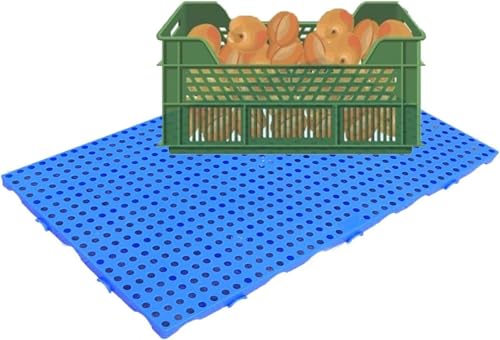 GPECTIFO Bandejas de plástico resistentes a la abrasión, de polietileno transpirable, 5 cm de alto, 5 cm de alto, fáciles de apilar (color: azul, paquete de 2, tamaño: 100 x 70 x 5 cm)
