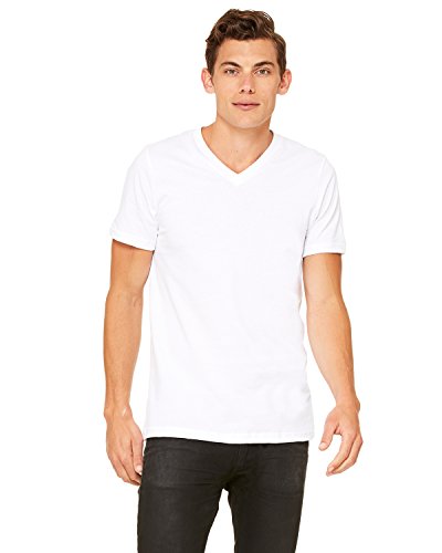 Bella Canvas Men's Comfortable V-Neck Soft Fitted Jersey T-Shirt, White, 3XL [Apparel]