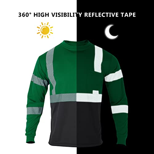 FONIRRA Safety Shirts for Men High Visibility Reflective ANSI Class 2 Hi Vis Construction Work T Shirts Long Sleeve - Image 6