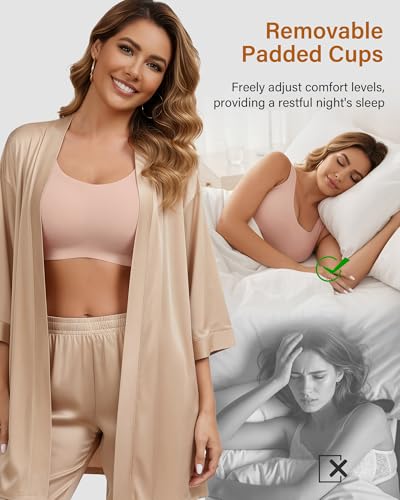 Image of Wireless Bras for Women No Underwire Seamless Full Coverage T-Shirt Bra