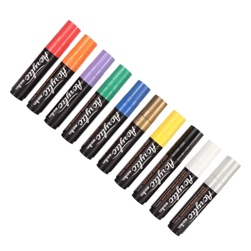 HEEPDD Marcadores de Pintura Acrílica de 15 Mm, 10 Colores, Rotuladores de Pintura con Punta de Fibra Gigante con Tinta Suave de Secado Rápido, para Pintura de Roca, Madera, Lienzo,