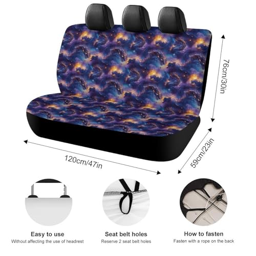 Housses de siège arrière pour camions au design dragon céleste violet - 2