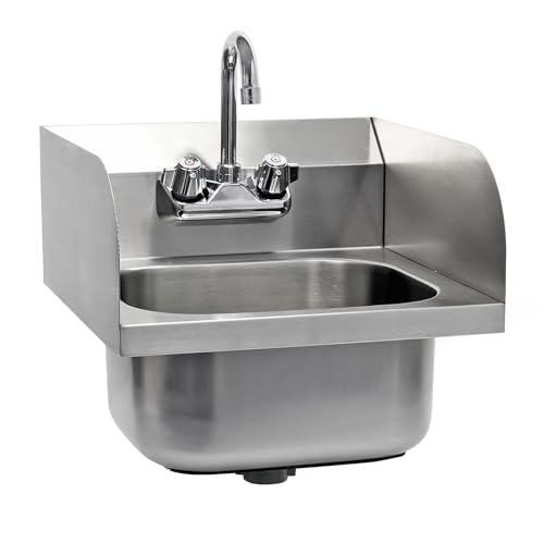 XPOtool Évier en acier fin – 398 x 420 x 457 mm – Avec mitigeur eau froide/chaude – 3 Parois latérales – Lavabo gastronomique – Lavabo Lave-main...