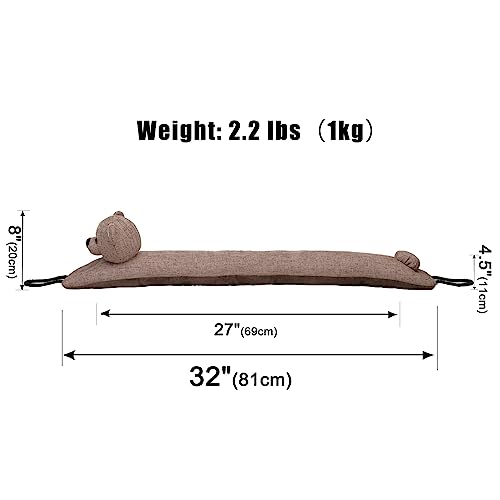 Image of Marwood Bear Door Draft Stopper, 32 inch, 2.2lb, Polyester, Cute Bear, for Door & Window, Wind Stopper, Noise Blocker, with Hanging Loops