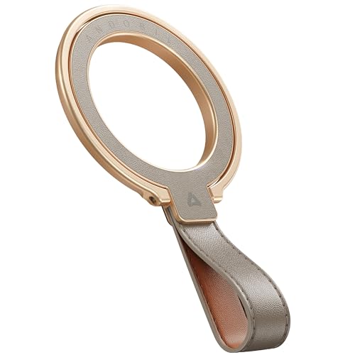 【2025高級牛革製 MagStand Pro】Andobil スマホリング Magsafe マグセーフ リング 革【横縦両立機能特化&超強磁力&牛革素材】バンカーリング 両面 マグネット スマホ リング 角度調整可能 簡単着脱 マグネットリング 薄型 高級合金素材 携帯リング 磁石 iPhone 17 16 15 14 13 12 Pro Max Air Androidに対応 エレファントグレー