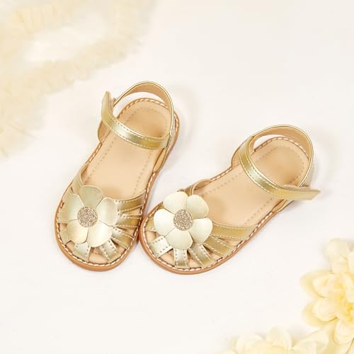 Image of Flaryzone Girls Sandals Closed Toe Summer Flats Dress Sandals Shoes Toddler /Little Kid