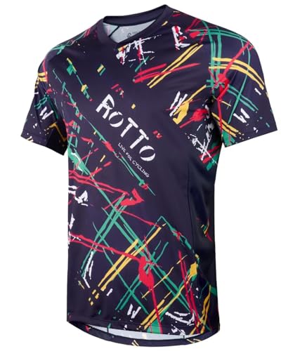 ROTTO Herren Mountainbike Trikot Kurzarm Radtrikot für MTB BMX Downhill Kurze Ärmel Schnell Dry, Cyberpunk-Stil