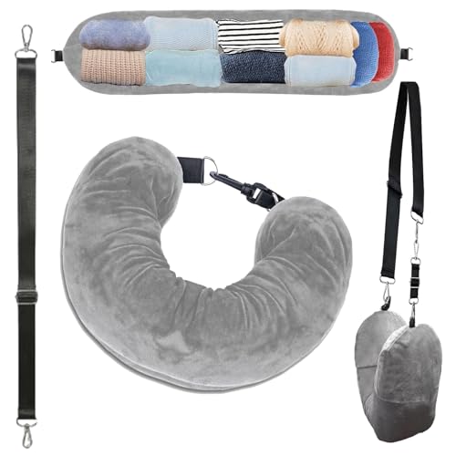 HSLXBY Cuscino Viaggio,Portatile Cuscino Cervicale Riempibile,Cuscino Aereo,Adatto Per Viaggi In...