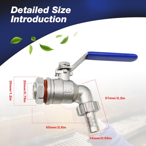 Eatakward 1/2 Inch Stainless Steel Ball Valve Weldless Bulkhead For Building Home Brew Kettle/Mash Tun thumb #3