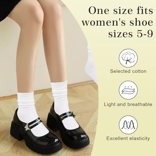 3Pairs Slouch Socks for Women, Cotton Crew Scrunch Socks with Seamless Toe Slouchy Long Socks for Women Teen Girls2