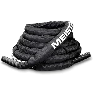 Meister Professional Sheathed Battle Rope for Strength & Conditioning Gym Workouts – 2.0″ Diameter – Black