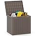 COSTWAY Gartenbox 96 L, Auflagenbox mit abschließbarem Deckel & Rattanoptik, wasserfeste Aufbewahrungsbox Kissenbox für Poolzubehör, Gartengeräte, Paketzustellung, Gartenmöbel (Braun)