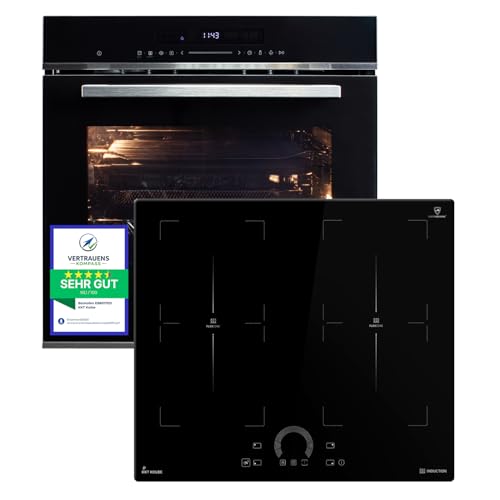 KKT KOLBE | Autarkes Herdset | 60cm Einbaubackofen EB8017ED | 59cm Induktionskochfeld IH85904FZ | Katalyse | Pizzafunktion | Grill | Umluft | Heißluft | Timer | Airfry | SET8017IH594FZ