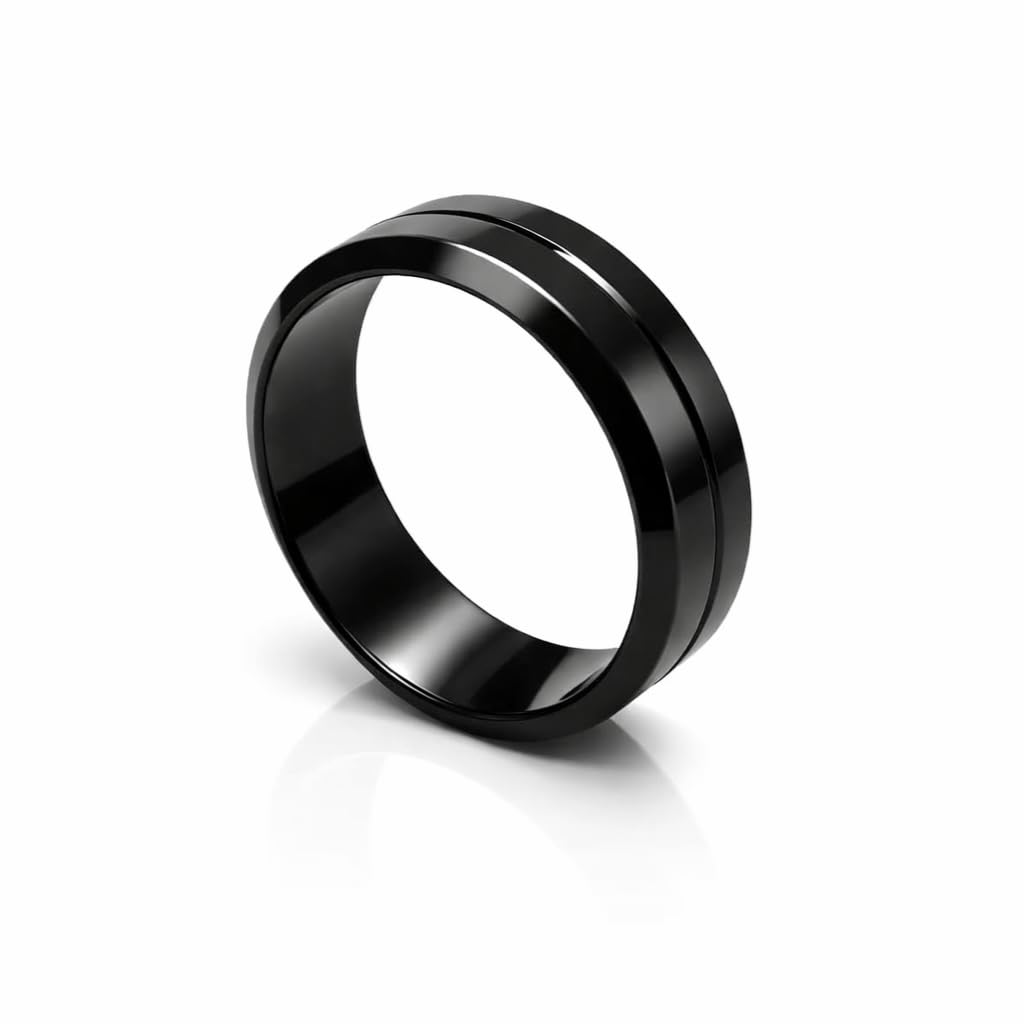Premium Black Polished Ring for Men & Women, Smooth Glossy Finish, Modern Minimalist Band, Scratch-Resistant Durable Design