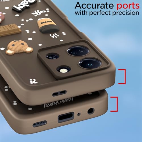 Image of Outlouders Back Cover for Infinix Note 30 5G | Cute Fun Cartoon 3D Bear Silicone | Full Body Protection Bumper Case (Brown)
