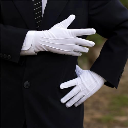 Guantes de algodón blanco de trabajo transpirables y reutilizables en pack 3