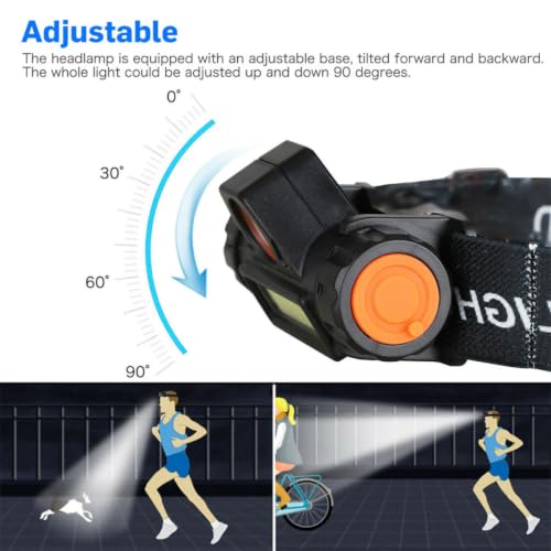 Linterna frontal recargable impermeable con luz LED ajustable iplusmile 3