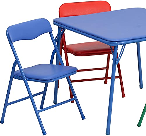 Flash Furniture Kids Colorful 5 Piece Folding Table And Chair Set, Blue #TOP3