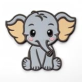 3.5' Elephant Iron On Patch - Embroidered Elephant Appliques Girls Boys Kids Children Baby Iron On Sew On Applique Patches for Holes, Clothing, Dress, Jeans, Hat, Clothes, Backpack - Elephant Patch
