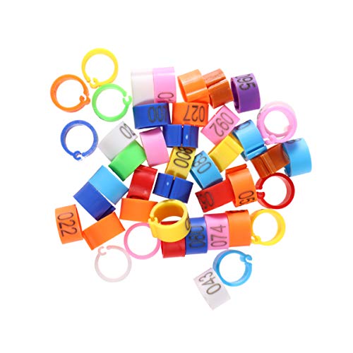 POPETPOP Bird Rings Leg Bands - 100pcs Bird Bands Clip on Leg Rings for Pigeon Parrot Finch Quail Canary Hatch Letter Identification Poultry Rings Mix Color 8mm