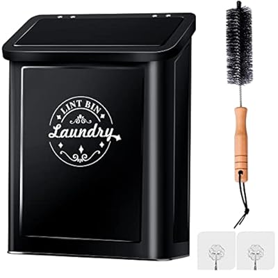 SACREDAY Magnetic Lint Bin for Laundry Room Organization and Storage with Brush, Wall-Mounted Laundry Dryer Lint Bin for Laundry Room Decor, Space-Saving Laundry Trash Can (Black)