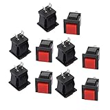 Ruilogod 10pcs mamá Interruptor de botón de pulsador rojo cuadrado cuadrado AC 250V / 2A 125V / 4A