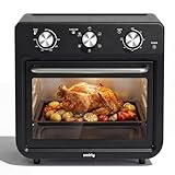 SMIRLY 6-in-1 Air Fryer Toaster Oven Combo, 27QT Convection Oven Countertop, 60 Min Timer, 1800W Oven for Toast, Roast, Bake, Reheat, Broil, Warm, Fits up to a 5 lb Turkey, 12' Pizza, 8 Toast, Black