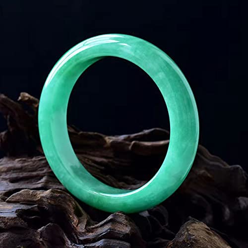 Pulsera de mujer, brazalete de jade verde con flores flotantes, brazaletes de mujer, para madre, novia, con joyero, 54-64 mm, 60 mm,