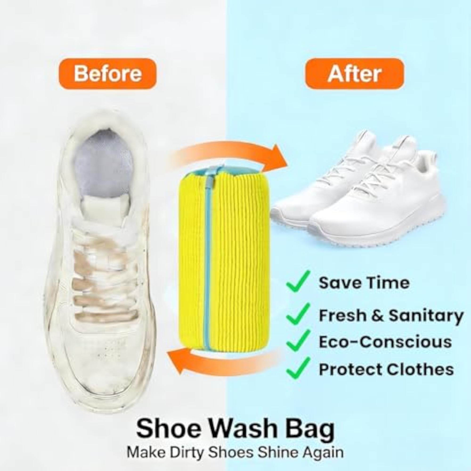 Shoe Washing Machine Bag, Reusable with Durable Zipper