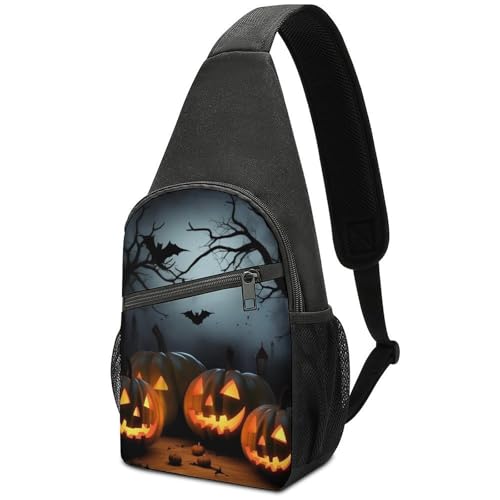Mochila de un solo hombro Halloween con calabazas miniatura 1