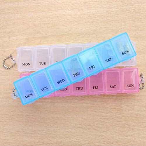 DOITOOL 2Pcs Semanal Pill Boxes Titulares Girado 7 Slot Vitamina Organizador Caso Recipiente Pílula