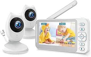 Baby Monitor with Two Cameras and 4.3'' LCD Split Screen, Video Baby Monitor