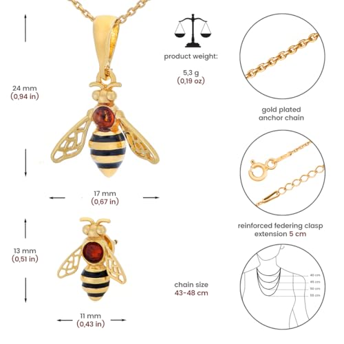Conjunto de joyas de abejas de plata dorada y ámbar báltico: el regalo ideal para aniversarios 2
