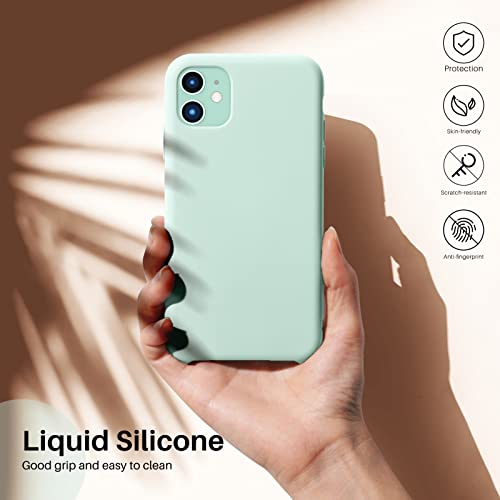 Ornarto Iphone 11 Liquid Silicone Case, Slim 6.1" Soft Gel Rubber Cover - Mint Green #TOP3