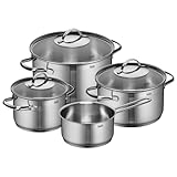 Silit Achat Topfset Induktion 4-teilig, Kochtopf Set mit Glasdeckel, Edelstahl teilmattiert, Induktions Töpfe Set unbeschichtet Silit Achat Topfset Induktion 4-teilig, Kochtopf Set mit Glasdeckel, Edelstahl teilmattiert, Induktions Töpfe Set unbeschichtet