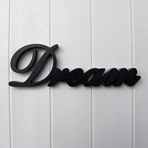 CVHOMEDECO. Matt Black Wooden Words Sign Free Standing "Dream" Desk/Table/Shelf/Home Wall/Office Decoration Art, 14 x 4.25 x 1 Inch - Image 3