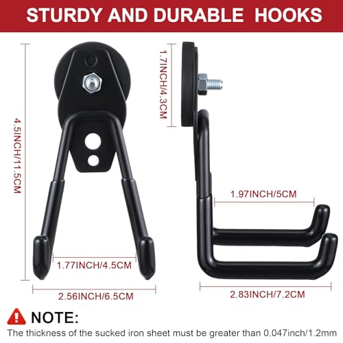 Image of Landhoow 26 Pcs Large Magnetic Hooks Heavy Duty Garage Magnet Hooks Strong Storage Utility Magnetic Hangers with Anti Slip Rubber Coating for Indoor and Outdoor Hanging (Black)