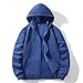 fnnxeal Mens Hooded Sweatshirts Zip Up Plain Hoodie Casual Loose Fleece Long Sleeve Fashion Fall Winter Jacket with Pockets mens big and tall hoodie Blue 4XL