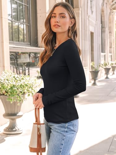 Trendy Queen Womens Long Sleeve Shirts Ribbed Underscrub Tops Boat Neck Basic Tees Fall Fashion Clothes 20253