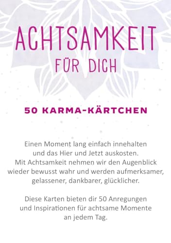 Achtsamkeitskrtchen: Achtsamkeit fr dich - 50 Karma-Krtchen: Schn gestaltete Achtsamkeitskarten in Geschenkbox zur Stressbewltigung im Alltag, Spielkartenformat - Image 3