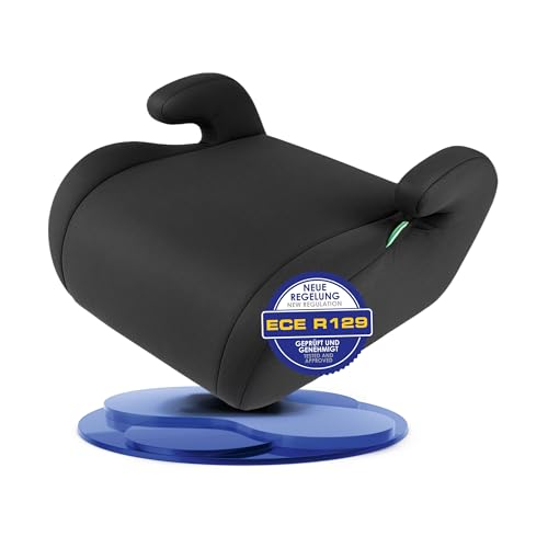 WALSER asiento elevador infantil Raffi, asiento infantil 125-150 cm, asiento elevador infantil según la última norma ECE R 129, asiento infantil estrecho negro