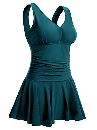 MiYang - Bañador para mujer, talla grande, estampado de flores, una pieza, bañador - Verde - 44/46 ES
