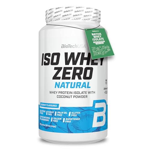 BioTechUSA Iso Whey Zero Natural Protein-Pulver | 80% Protein | Natürlich aromatisiert | Glutenfrei | Laktosefrei | Keine Zusatzstoffe | Keine Farbstoffe | 908g | Kokosnuss