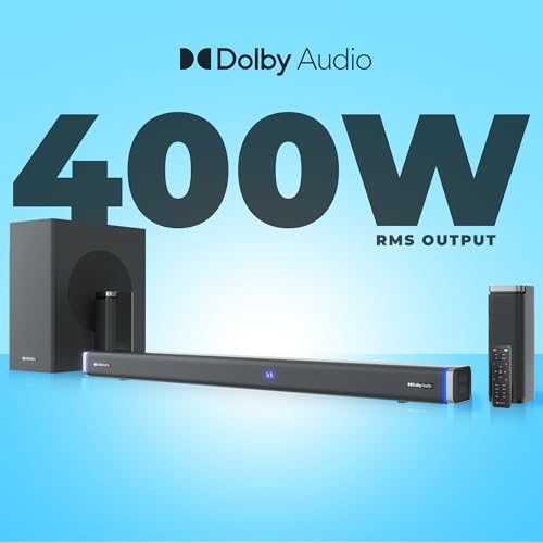 Image of ZEBRONICS JUKE BAR 9530 Pro Dolby Soundbar with 5.1 CH surround sound 340W output, 16.51cm Subwoofer, Bluetooth 5.0, HDMI (ARC), Optical IN, USB, AUX, Dual Rear Satellites, LED Display and RGB LED.