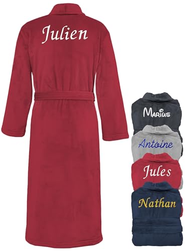 KDO MAGIC Peignoir personnalisé pour homme – Robe de chambre avec prénom brodé – Couleurs multiples – Idée cadeau homme, fête des pères,...