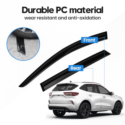 Image of Escape Rain Guards - Window Visors for Ford Escape 2020-2025 2026, Out-Channel Side Window Rain Guards for Escape Accessories, 4PCS, Black, Car Accessories